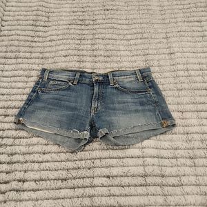 Light wash Vince frayed, rolled hem jean shorts size 27!